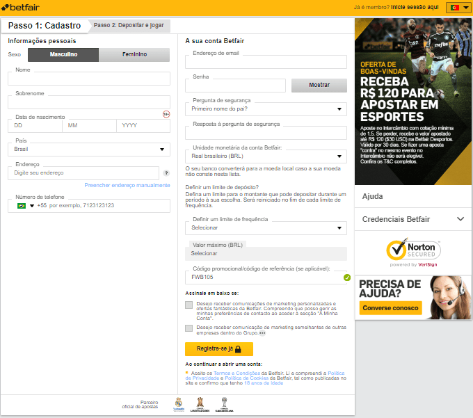 Como se cadastrar em Betfair Como se cadastrar em Betfair