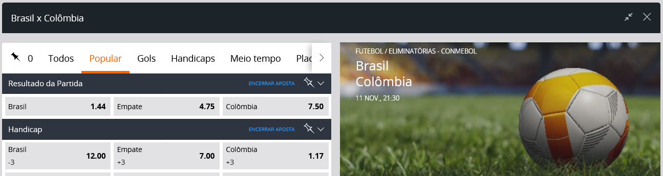 Apostas Brasil x Colômbia - 11 de novembro de 2021 Apostas Brasil x Colômbia - 11 de novembro de 2021